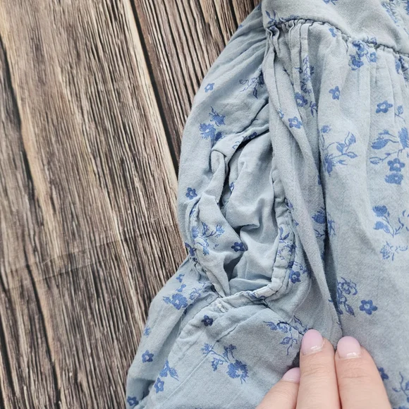 American Eagle Blue Floral Ruffle Babydoll Dress Size Small - Picture 4 of 7
